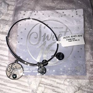 Alex and Ani Sweet 16 silver charm bracelet adjustable Bangle boho